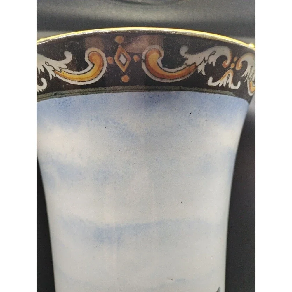 Antique Richard-Ginori Doccia Vase c.1890–1910 – Hand-Painted Peasant Scene,...